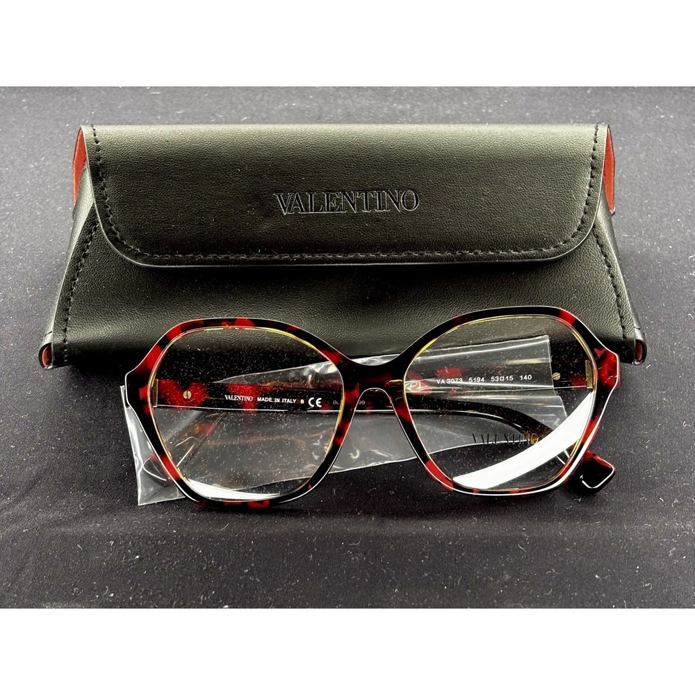 Authentic Valentino VA 3073 5194 Geometric Eyeglass Frame‎ Light Havana Tortoise